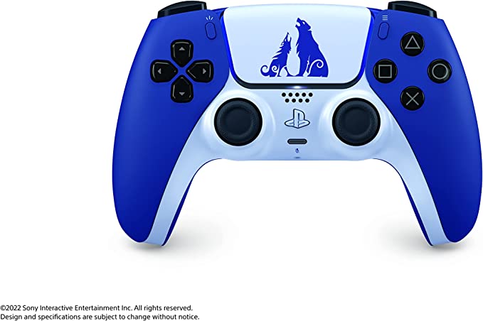 controle ps5 god of war azul e branco